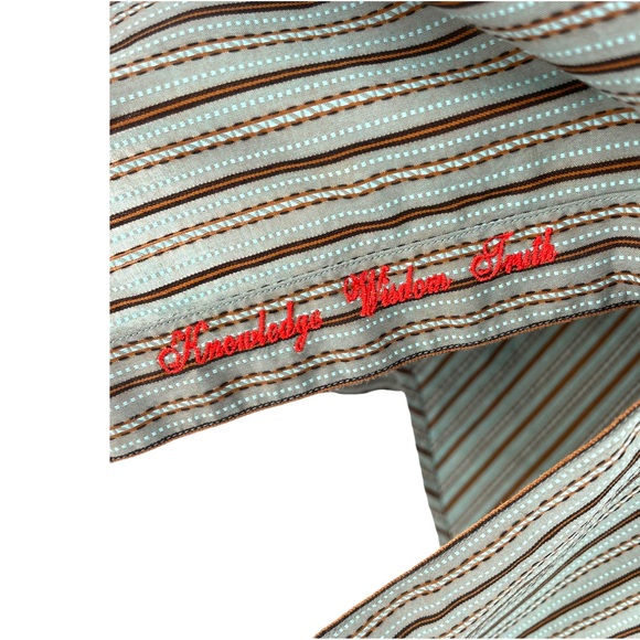 Robert Graham Long Sleeve Button Down Shirt w/Flip Cuffs Green & Brown Stripes - Picture 11 of 12